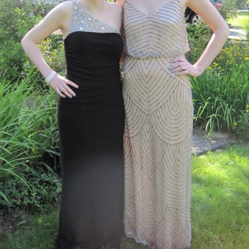 Black One Shoulder Gown with Beading. Cache Size 4